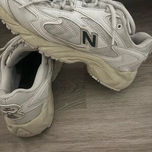 New Balance Kids White Sneakers with Black N Logo